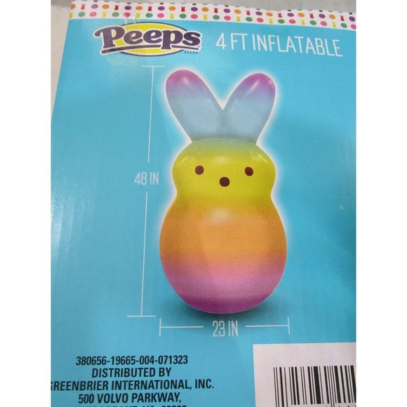 Rainbow Easter Bunny Inflatable Peep New 4ft Tall Multi Color Pastel Ombre - Picture 14 of 16